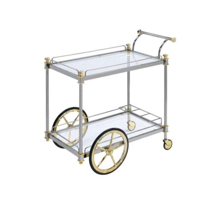 ACME FURNITURE Metal Base with Glass Top Rolling Kitchen Cart (20-in x 31-in)